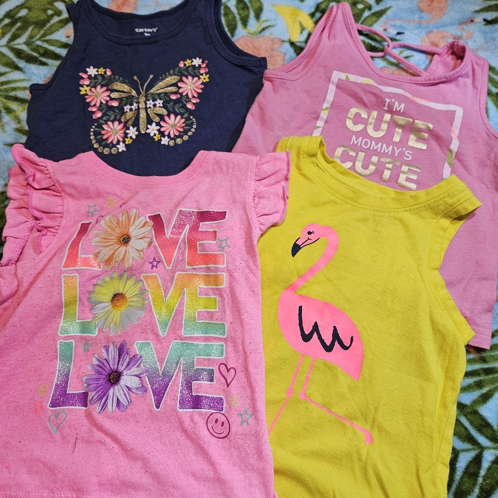 Graphic Tank Tops - Pink, Yellow, Navy